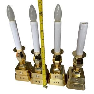 Bethlehem Lights Window Candles Lot of 4 Tested & Working Gold Color Base READ